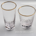 gold rimmed water juice wine highball glass